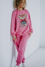 Spodnie dresowe fuksja Rosie Teddy dla mamy i taty - Image 2