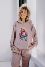 Spodnie dresowe brudny róż Mia Teddy dla mamy i taty - obrazek 3