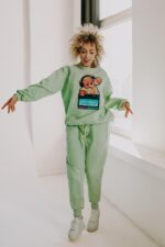 Spodnie dresowe zielone Disco Teddy dla mamy i taty - obrazek 8