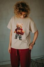 T-shirt oversize Mac Teddy beige dla mamy i taty