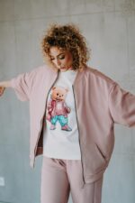 Bluza oversize rozpinana Mia Teddy dla mamy - obrazek 7