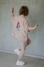 Spodnie dresowe brudny róż Mia Teddy dla mamy i taty - obrazek 4