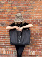 Torba typu Shopper Bag czarna pikowana z haftem large size - Image 5