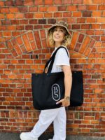 Torba typu Shopper Bag czarna pikowana z haftem large size - Image 9