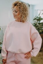 Bluza Basic oversize pudrowy róż