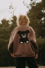 Bluza oversize rozpinana Mocha Teddy dla mamy i taty - obrazek 3