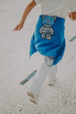 Bluza oversize rozpinana Blue Teddy dla mamy i taty - obrazek 4