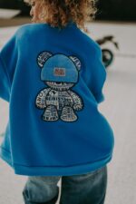 Bluza oversize rozpinana Blue Teddy dla mamy i taty
