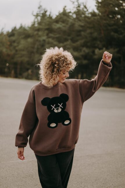 Bluza oversize Mocha Teddy dla mamy i taty