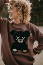 Bluza oversize Mocha Teddy dla mamy i taty - obrazek 4