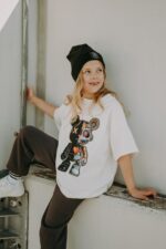 T-shirt oversize Robot Teddy ecrie