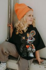 T-shirt oversize  Black Robot Teddy - Image 5