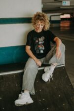 T-shirt oversize Black Robot Teddy dla mamy i taty - Image 8