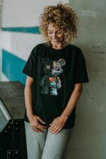 T-shirt oversize Black Robot Teddy dla mamy i taty