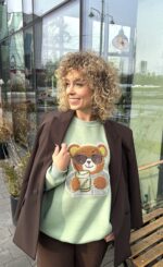 Bluza oversize Matcha Teddy dla mamy i taty