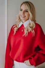 Bluza Basic oversize krótka czerwona - obrazek 2