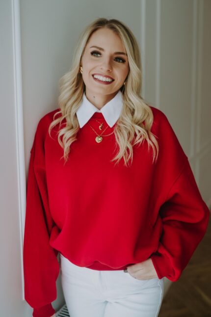 Bluza Basic oversize krótka czerwona