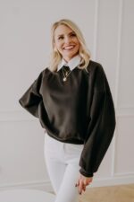 Bluza Basic oversize krótka czarna - obrazek 2