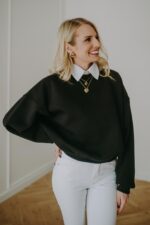 Bluza Basic oversize krótka czarna - obrazek 3