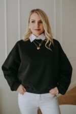 Bluza Basic oversize krótka czarna - obrazek 5