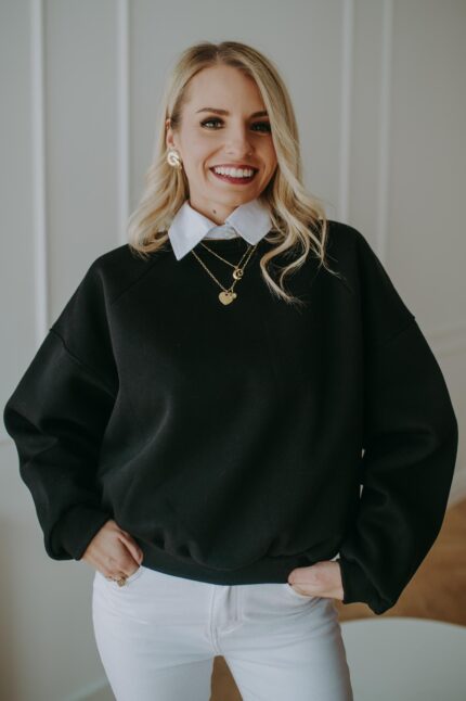 Bluza Basic oversize krótka czarna