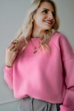 Bluza Basic oversize krótka różowa - obrazek 6