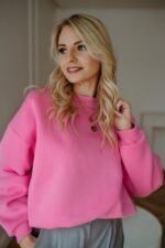 Bluza Basic oversize krótka różowa