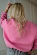 Bluza Basic oversize krótka różowa - obrazek 7