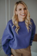 Bluza Basic oversize krótka liliowa - obrazek 3