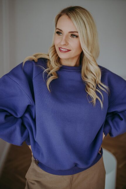 Bluza Basic oversize krótka liliowa