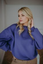 Bluza Basic oversize krótka liliowa - obrazek 4