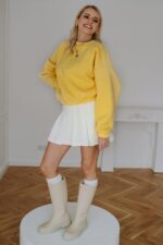 Bluza Basic oversize krótka żółta - obrazek 2