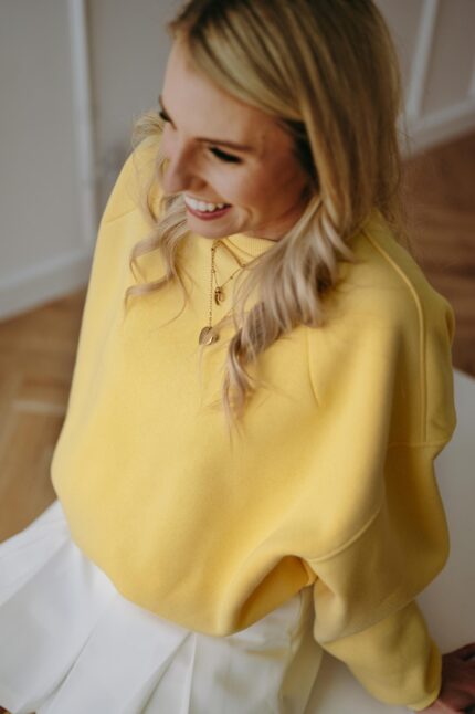 Bluza Basic oversize krótka żółta