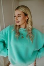 Bluza Basic oversize krótka miętowa - obrazek 3