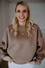 Bluza Basic oversize krótka latte