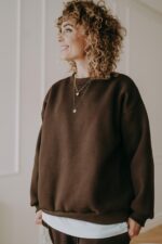 Bluza basic oversize klasyczna czekoladowa - obrazek 2