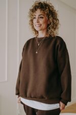 Bluza basic oversize klasyczna czekoladowa - obrazek 3