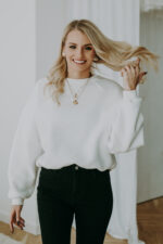 Bluza Basic oversize krótka ecrie - obrazek 2