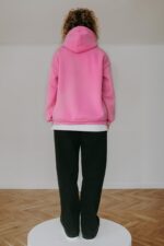 Bluza basic różowa z kapturem - obrazek 3