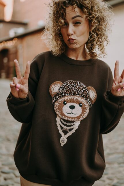 Bluza oversize Pantera Teddy dla mamy i taty